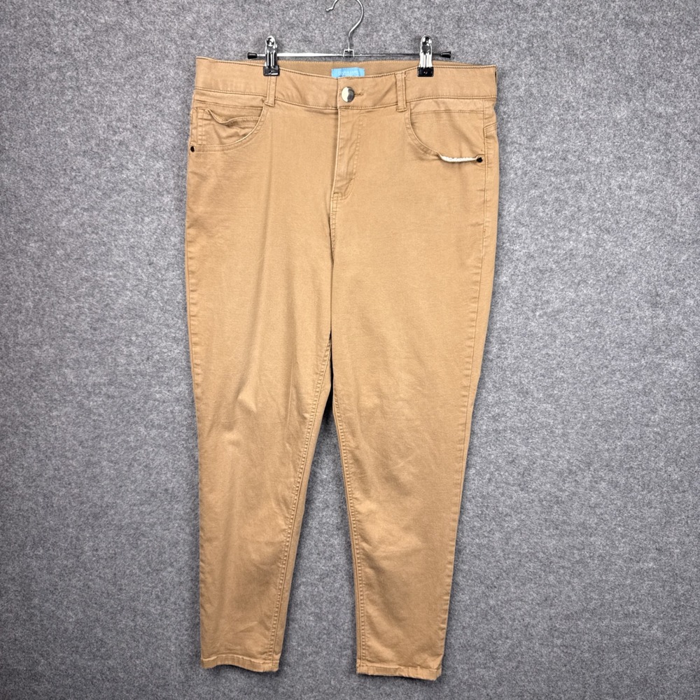 Draper James RSVP Pants 16 Tan Khaki Stretch Cotton Blend Straight Leg Casual